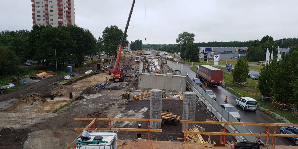 Ehitusmahud kasvasid 2018. Haabersti ristmiku ehitus, 2018. Foto: Nordecon