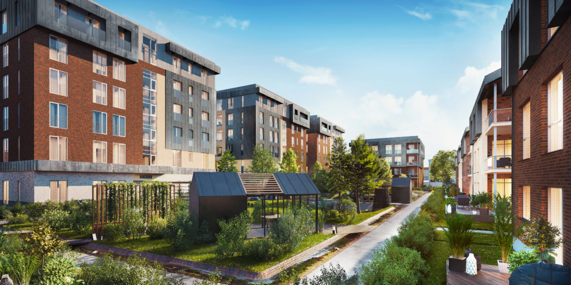 Õdus hooviala, avarus ja kvaliteetsed materjalid on Veerenni arenduse märksõnaks. Illustratsioon: Merko Eesti AS