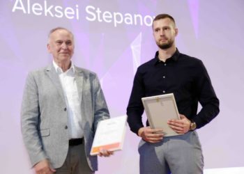 Eesti Betooniühingu üliõpilastööde preemia 2019. Heiki Meos ja Aleksei Stepanov. Foto: Eesti Betooniühing