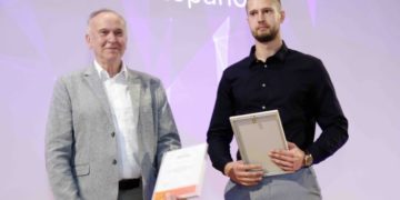 Eesti Betooniühingu üliõpilastööde preemia 2019. Heiki Meos ja Aleksei Stepanov. Foto: Eesti Betooniühing