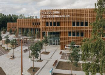 Aasta puitehitis 2023 on Pelgulinna Riigigümnaasium: nii suures mahus ei ole avaliku hoone puhul puitu seni Eestis kasutatud. Foto: Aasta puitehitis 2023 konkurss / Tõnu Tunnel