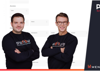 Võitjad Kaur Tull (vasakul) ja Kaspar Triebstok märgivad, et nende väljatöötatud PIM-süsteem muudab ühest küljest mugavamaks ehitusmaterjali tootjate endi toodete haldamise, teisalt on see abiks ka materjalide kasutajatele. Foto: Wenture/erakogu