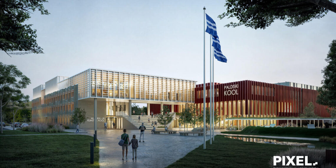 Paldiski hariduslinnaku arhitektuurivõistluse võitis ideekavand “Pixel” arhitektuuribüroolt Pluss Arhitektid. Foto: Pluss Arhitektid