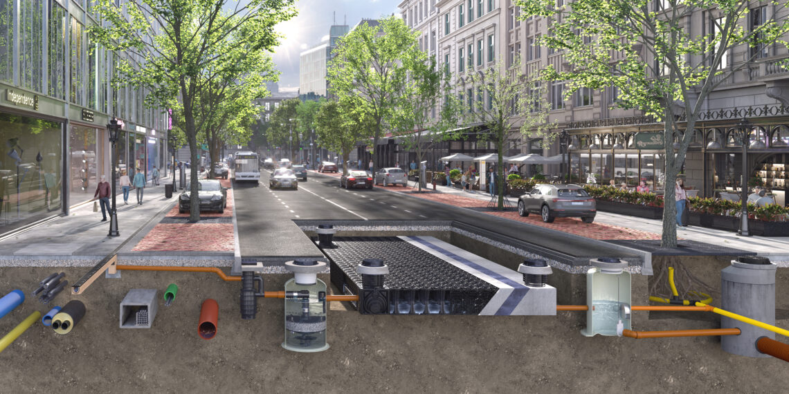 ACO sademevee kogumise ja käitlemise terviklahendus koos niisutussüsteemiga.