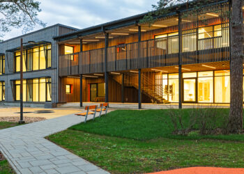 Männimudila lasteaia arhitektuur ja kasutatud materjalid loovad sooja ja sõbraliku miljöö. Foto: aasta ehitaja konkurss