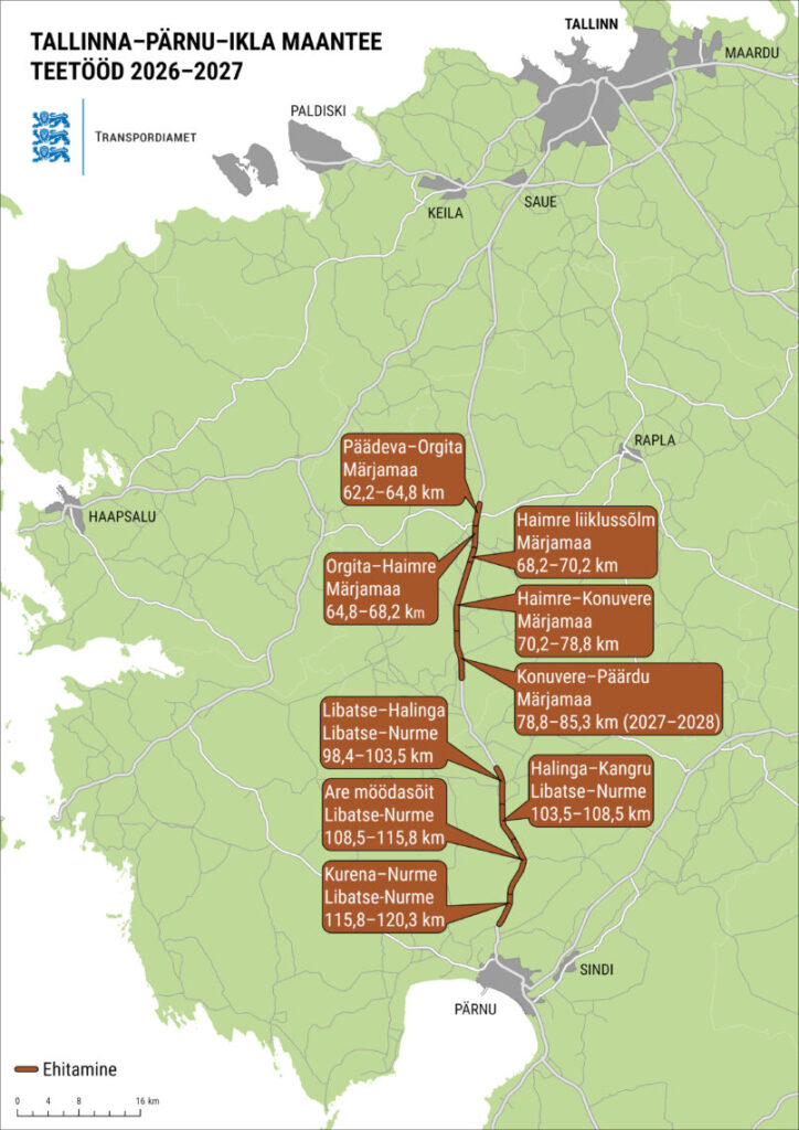 Neljarajalisi maanteelõike ehitatakse Märjamaal ja Libatse–Nurmel kaheksal teelõigul.